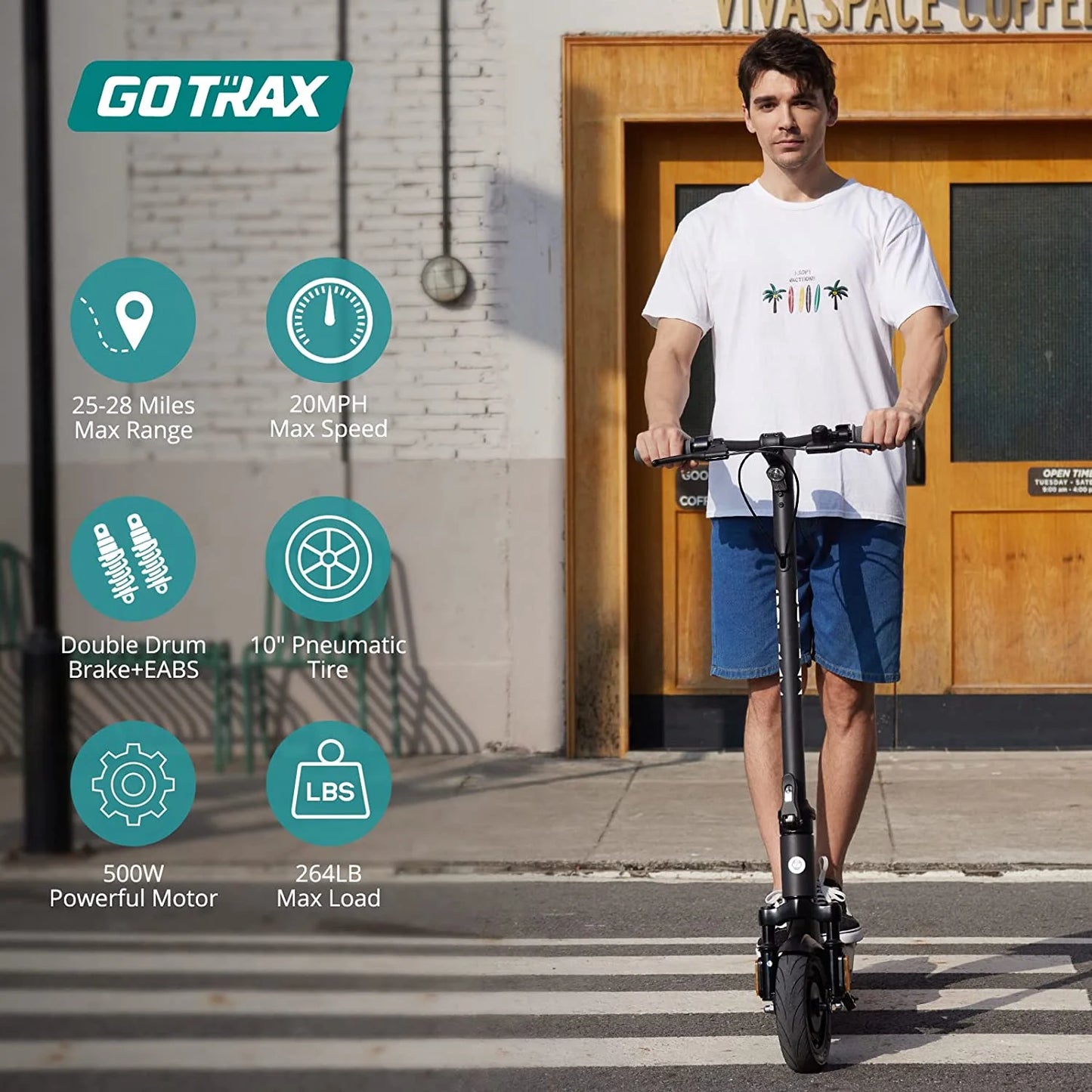 G5 Adults Electric Scooter, Peak 750W 48V 10" Air-Filled Tires 20Mph Folding Electric Scooter with Duble Suspension, Grey