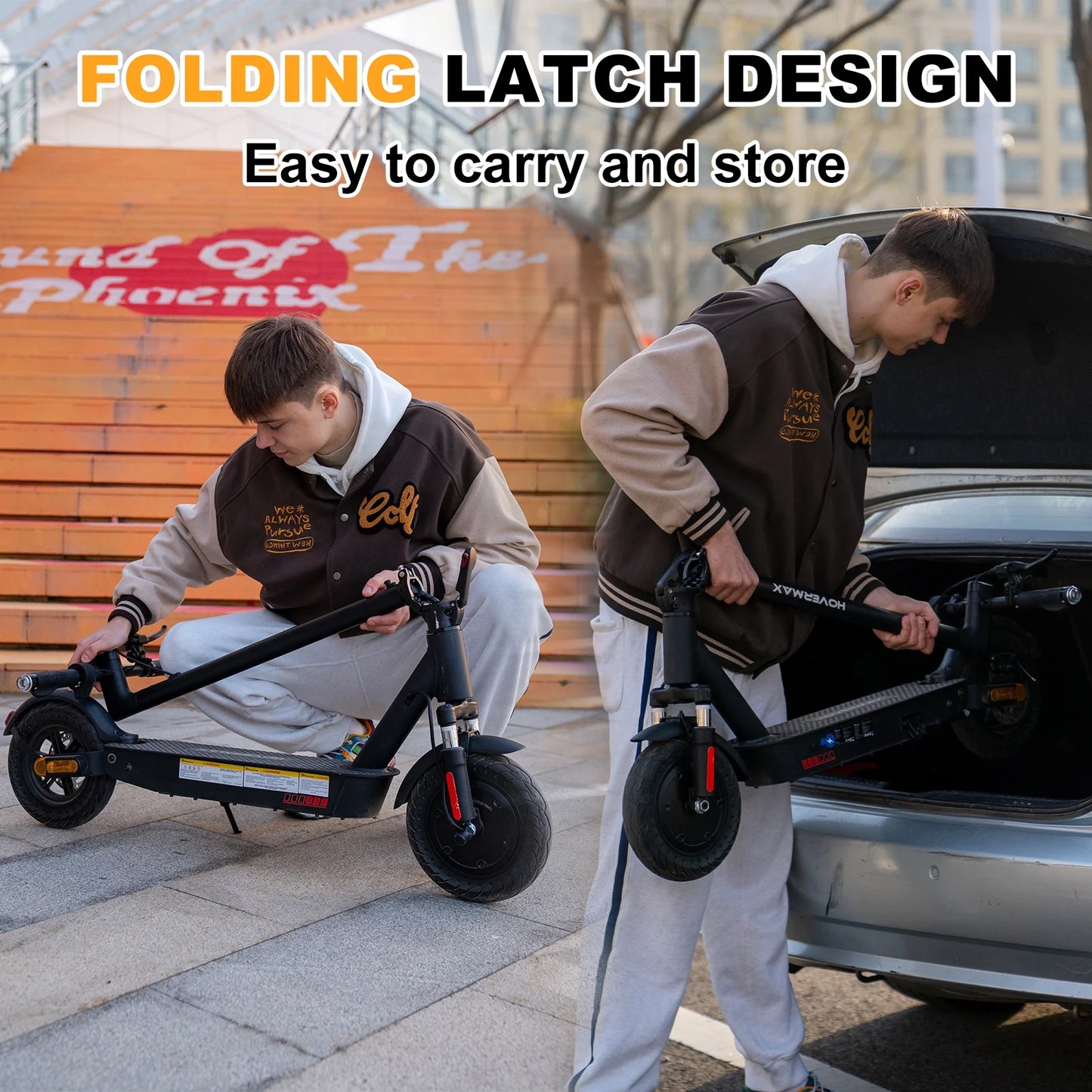 H10K Pro Electric Scooter, 500W Motor 19MPH Top Speed 22 Miles Long Range, 10'' Solid Tires Folding Electric Scooter for Adult Commute