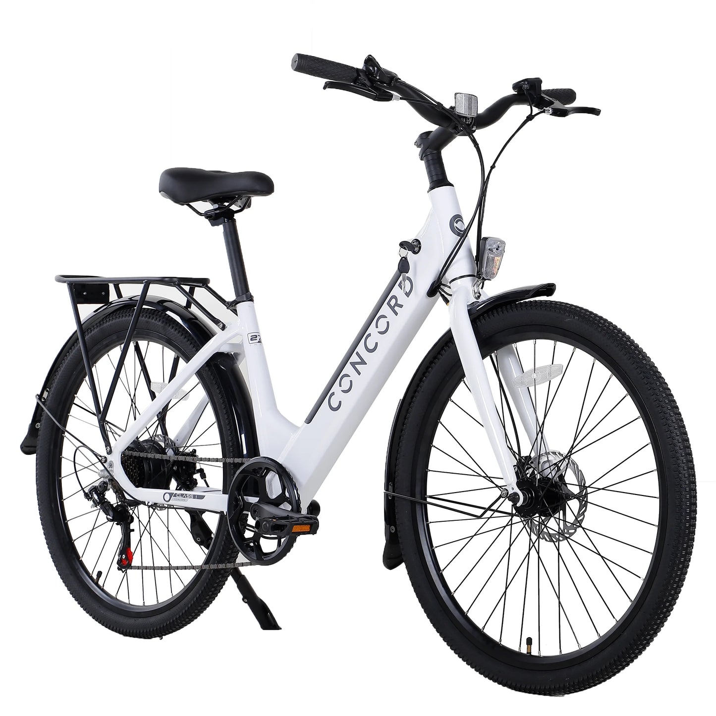 27.5" Step-Thru Electric Commuter Bike, 36V, White, Fits Riders 5'1" - 6'1", Adult, Unisex