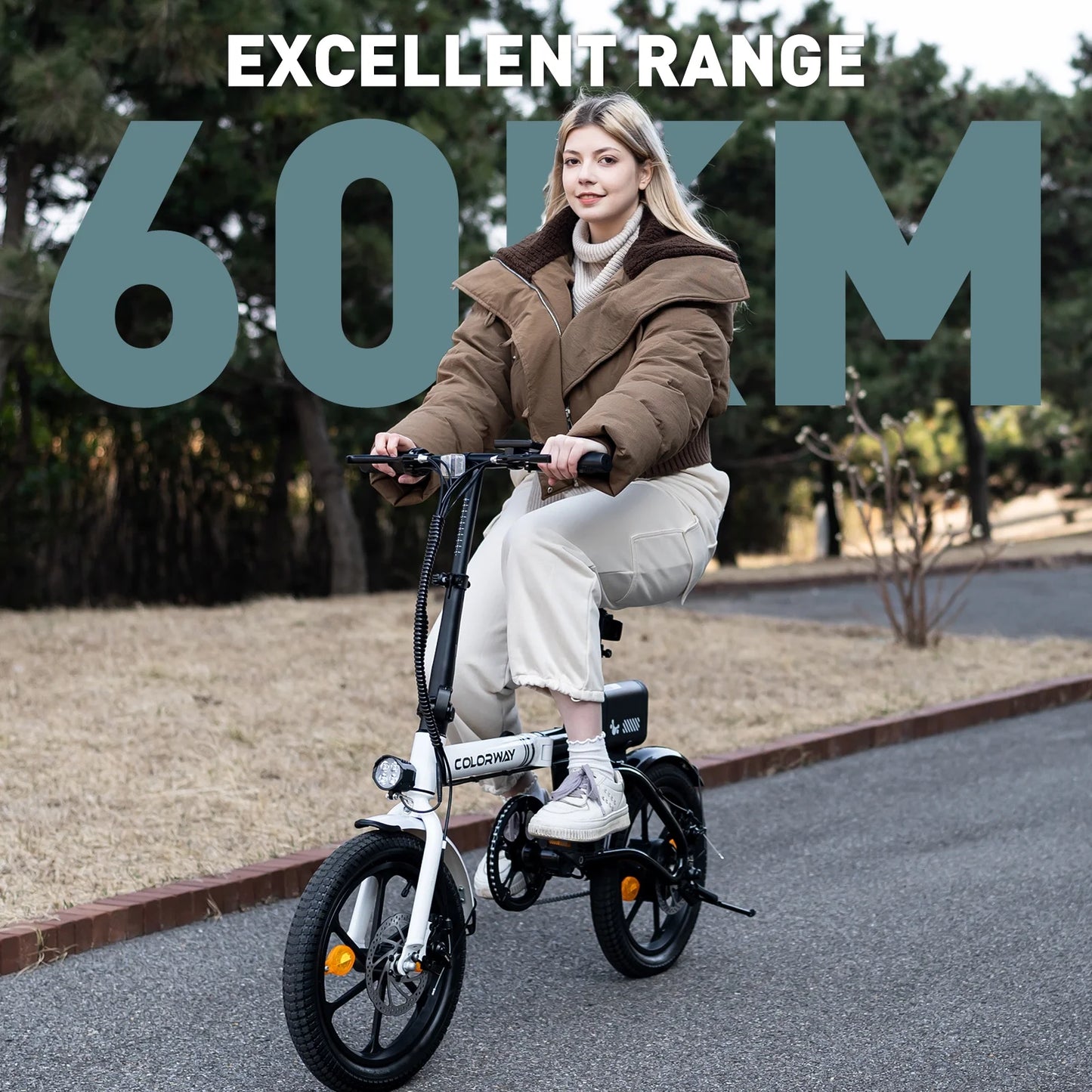 BK35M Folding Electric Bicycles, 16 Inch E Bike 350W City E-Bike Max. Range 16-37MILE for Adults