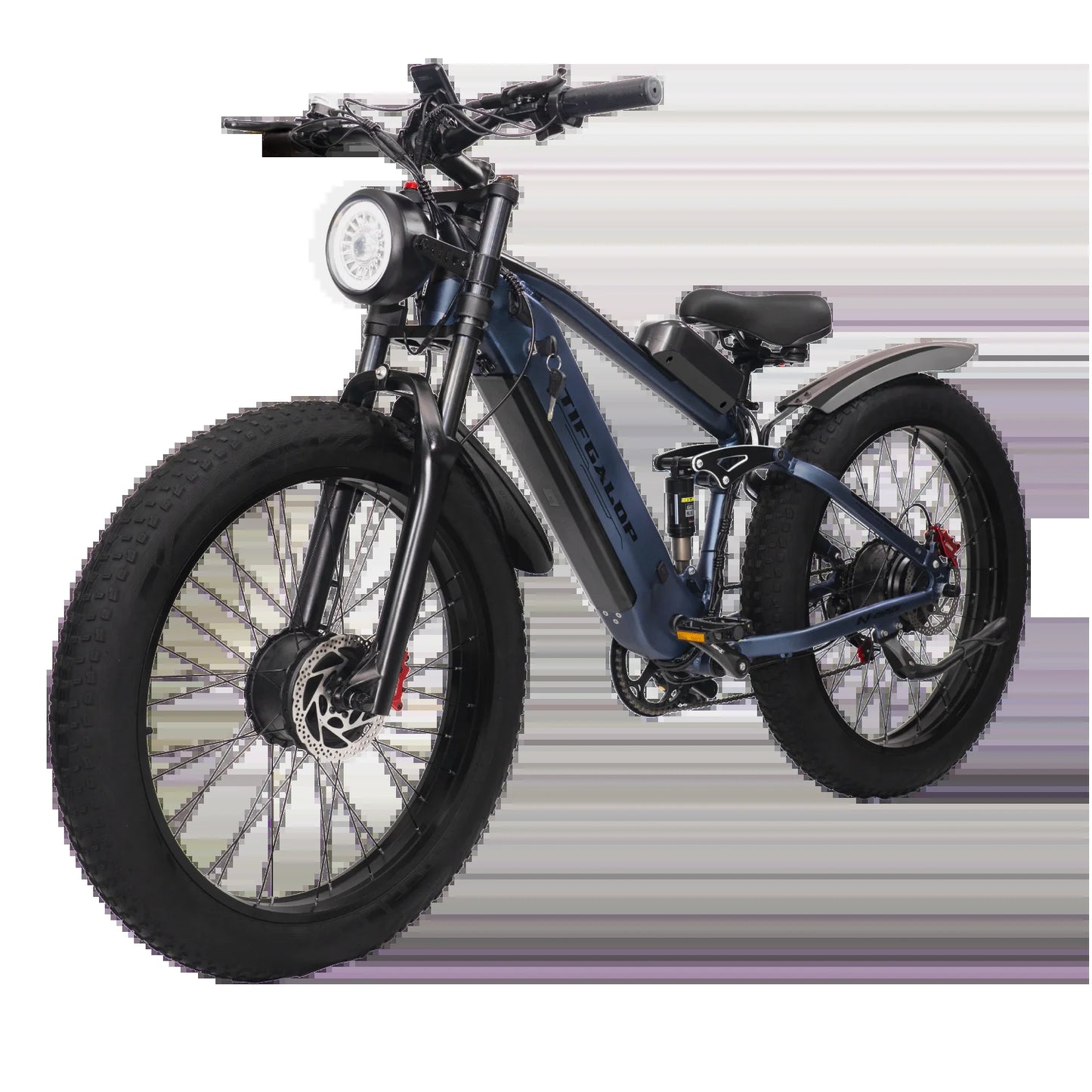 Adult Electric Bike, Dual Motor, 52V 22Ah Battery UL 2849 Certified, 26 Inch Tire Off-Road Electric Mountain Bike, Full Suspension, 7 Speeds, Unisex Electric Bike