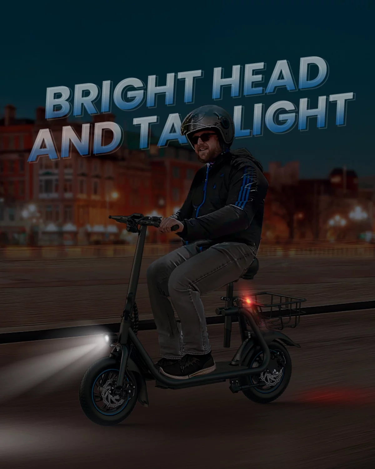 450W Electric Scooter with Seat for Adult, 12 Inch Commuter Electric Scooter with Basket and Adjustable Seat- up to 21 Miles 15.5MPH