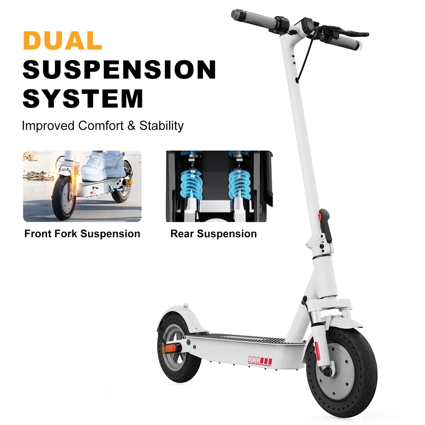 H10K Pro Electric Scooter, 500W Motor 19MPH Top Speed 22 Miles Long Range, 10'' Solid Tires Folding Electric Scooter for Adult Commute