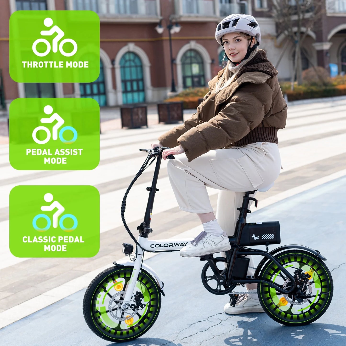 BK35M Folding Electric Bicycles, 16 Inch E Bike 350W City E-Bike Max. Range 16-37MILE for Adults