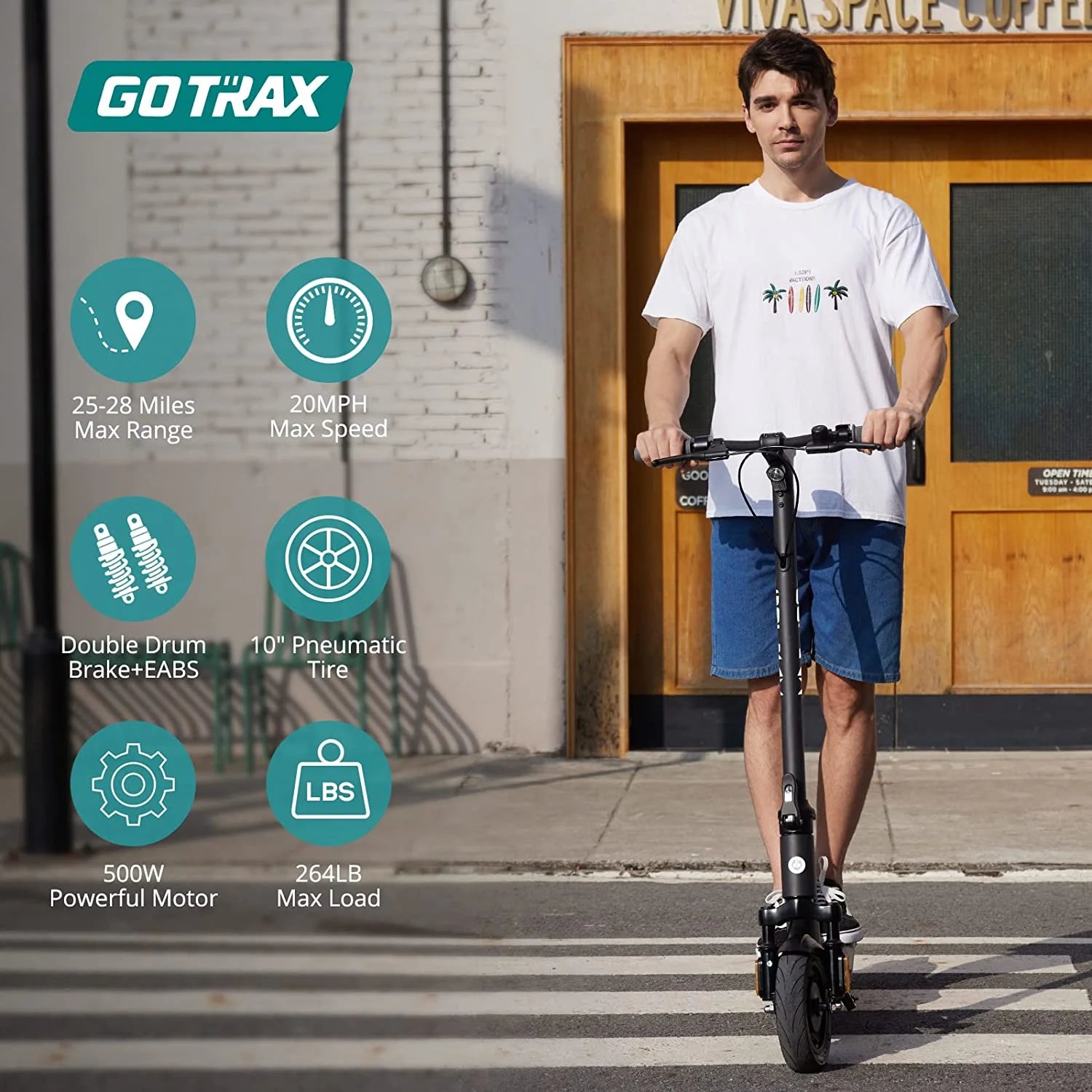 G5 Adults Electric Scooter, Peak 750W 48V 10" Air-Filled Tires 20Mph Folding Electric Scooter with Duble Suspension, Grey
