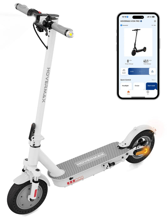 H10K Pro Electric Scooter, 500W Motor 19MPH Top Speed 22 Miles Long Range, 10'' Solid Tires Folding Electric Scooter for Adult Commute