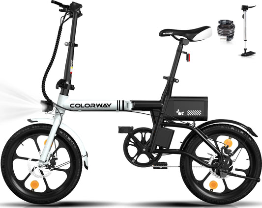 BK35M Folding Electric Bicycles, 16 Inch E Bike 350W City E-Bike Max. Range 16-37MILE for Adults