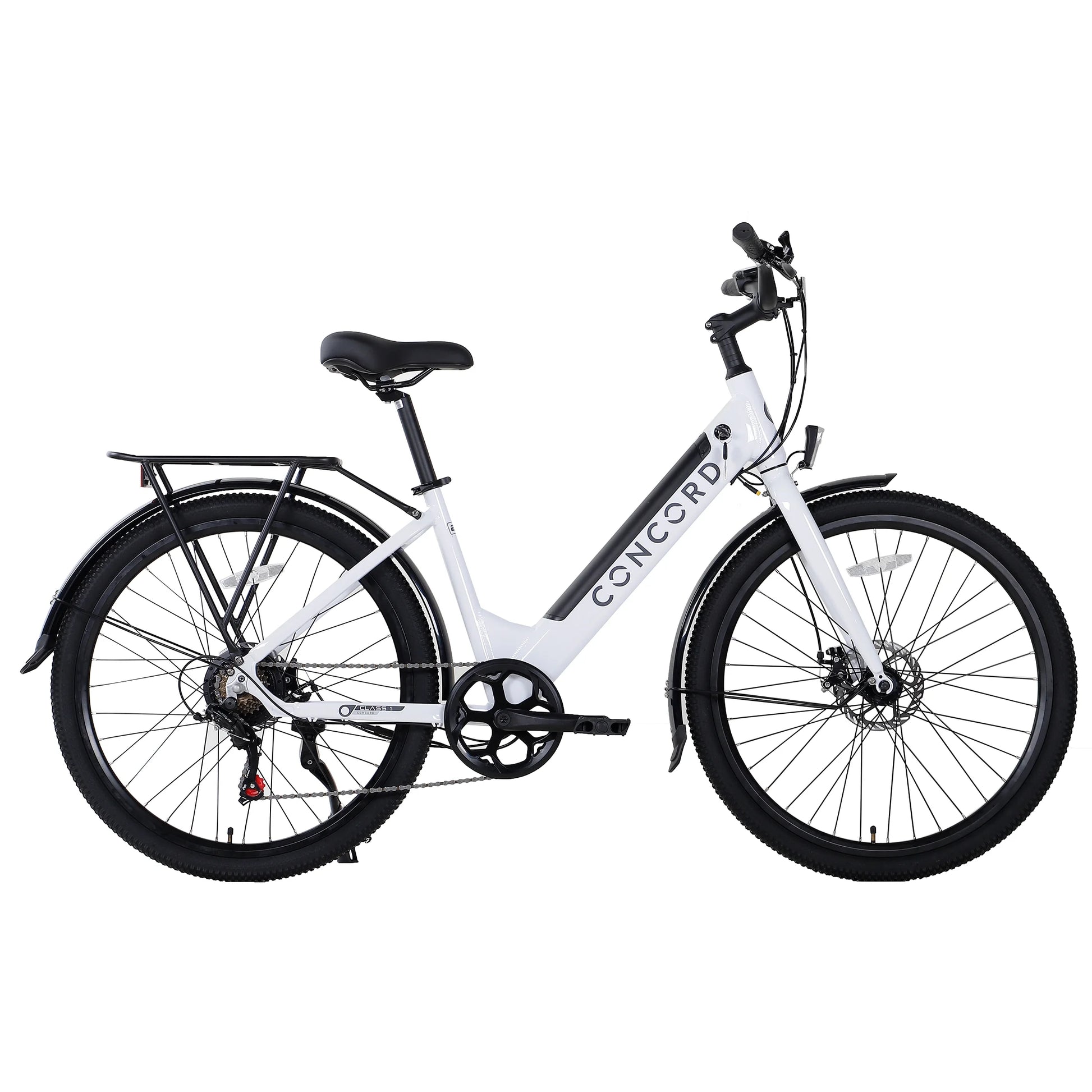 27.5"  Step-Thru Electric Commuter Bike, 36V, White, Fits Riders 5'1" - 6'1", Adult, Unisex